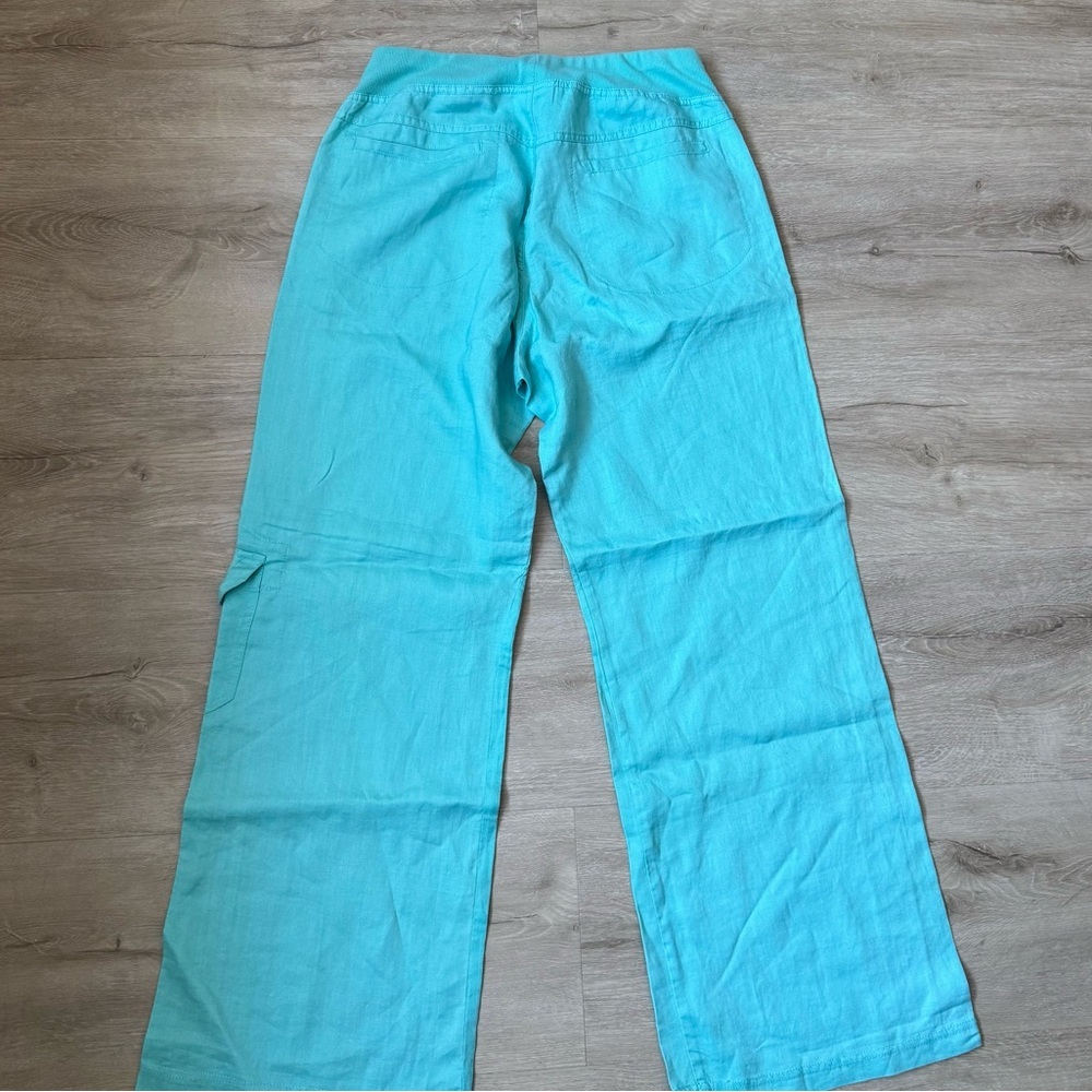 Soft Surroundings Teal Turquoise Straight Leg Cargo PullOn Pants SZ M - Picture 2 of 10